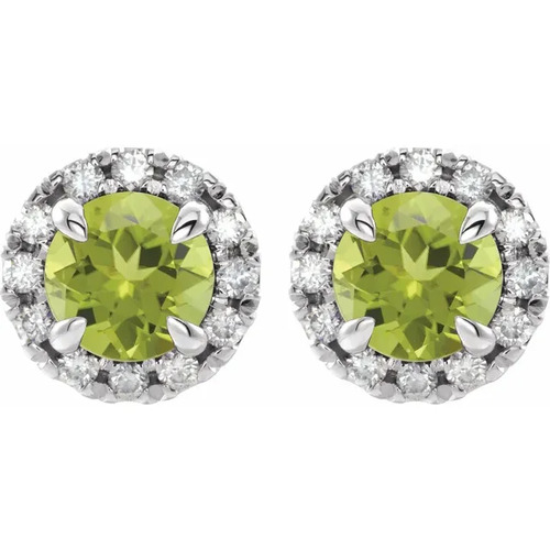 2.05 Ct Peridot Round Cut Avir  in 9K White Gold