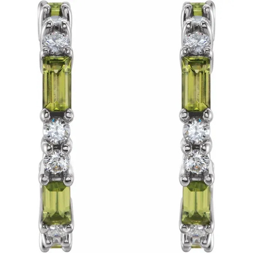 1.68 Ct Peridot Baguette Cut Aylish  in 9K White Gold