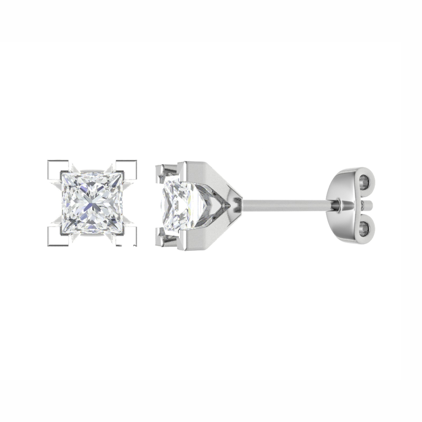 0.1 Ct Lab-Created Princess Cut Jasmyn  Studs Diamond Earrings in Silver 925