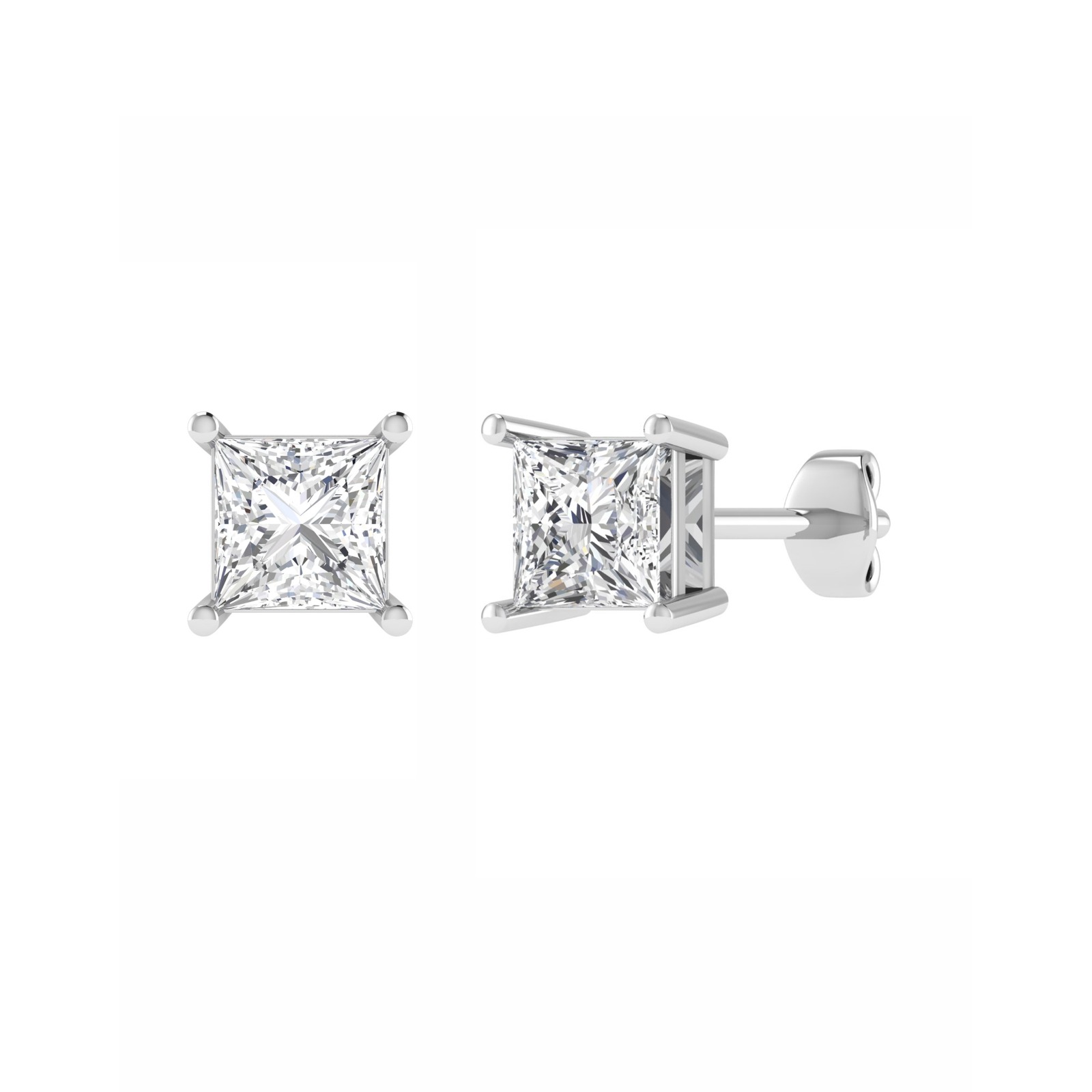 0.1 Ct Lab-Created Princess Cut Jaliyah  Studs Diamond Earrings in 9K White Gold