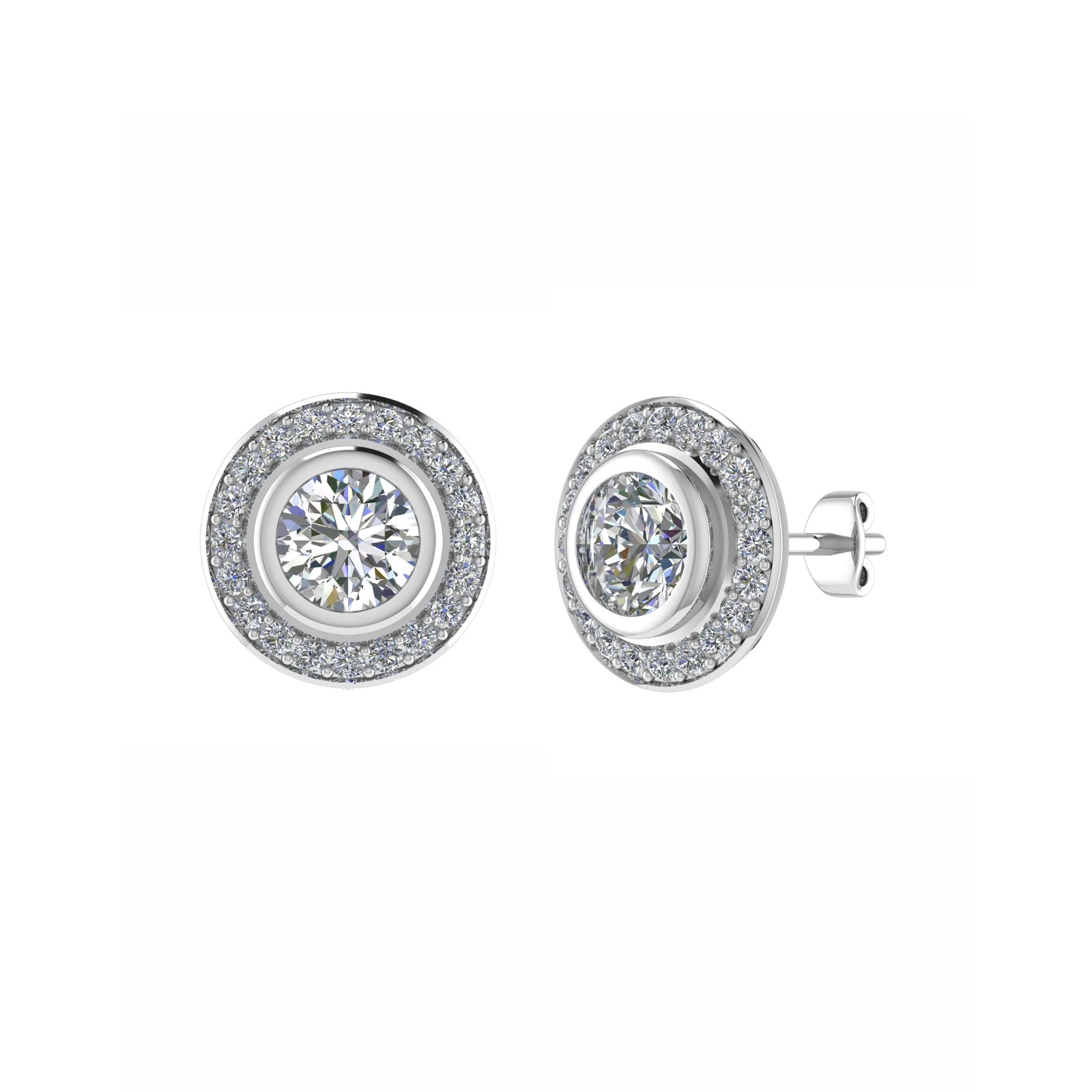 0.1 Ct Lab-Created Round Cut Jaselle  Halo Diamond Earrings in Silver 925