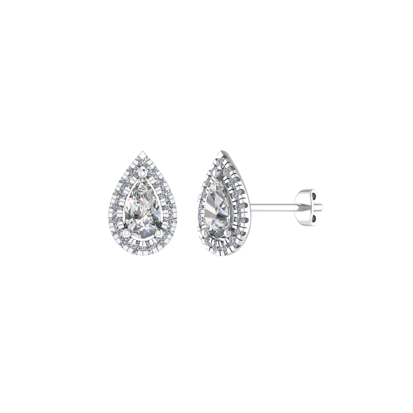 0.1 Ct Lab-Created Pear Cut Jennica  Halo Diamond Earrings in Silver 925