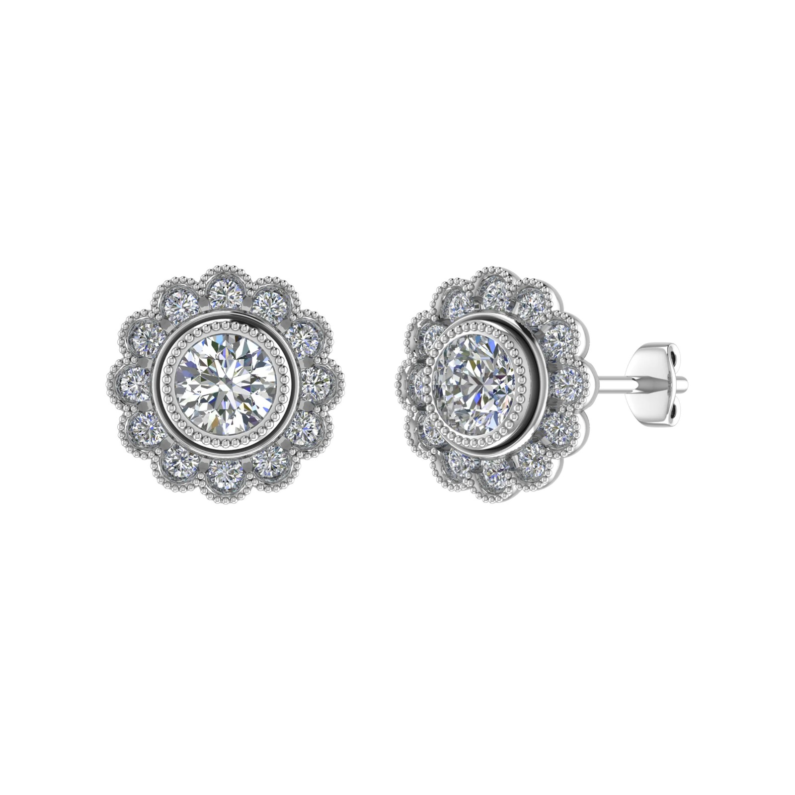 0.1 Ct Lab-Created Round Cut Jenaya  Halo Diamond Earrings in Silver 925