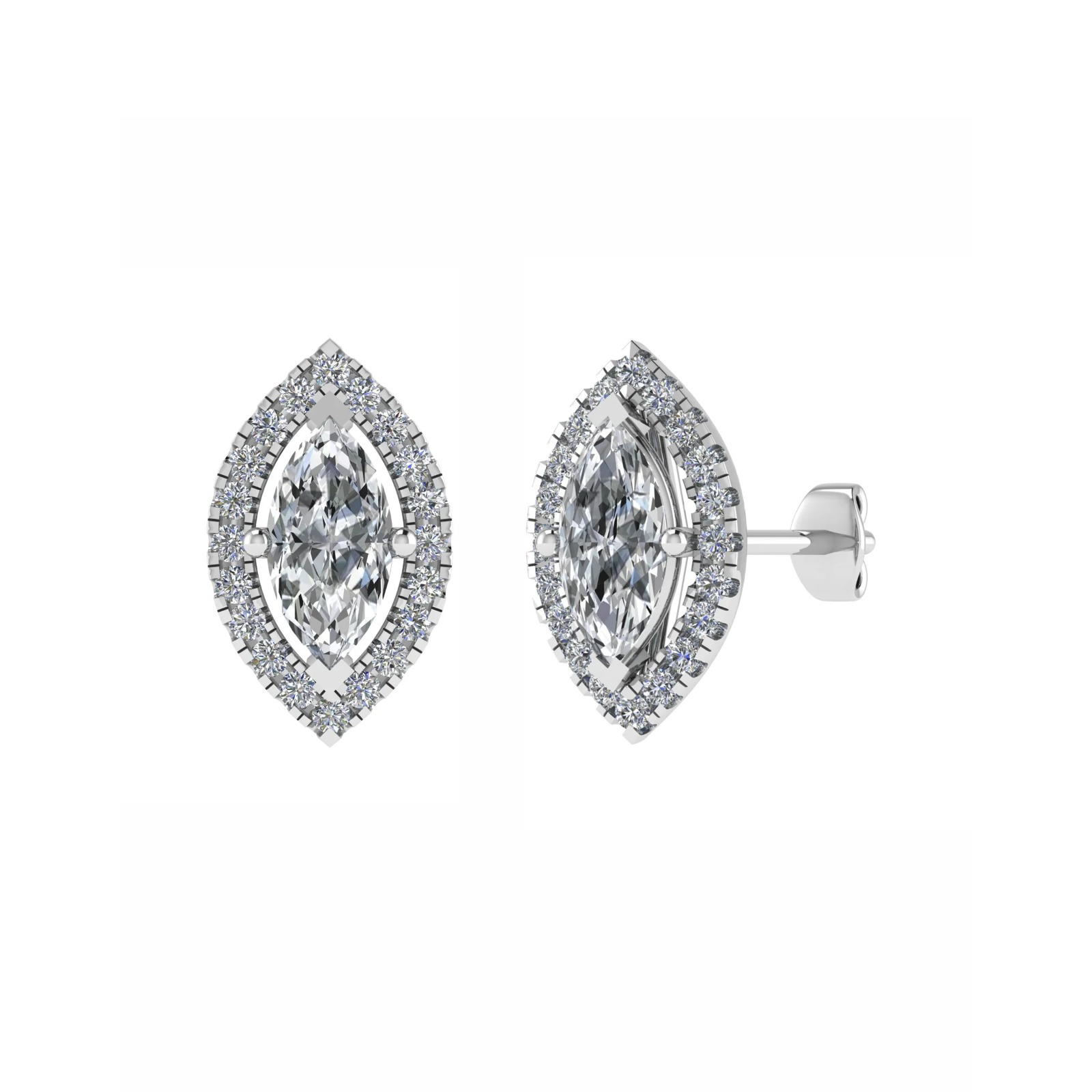 0.1 Ct Lab-Created Marquise Cut Jocelyne  Halo Diamond Earrings in Silver 925