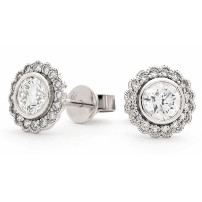 Elowen Vintage Halo Diamond Stud Earrings