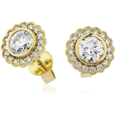 Elowen Vintage Halo Diamond Stud Earrings