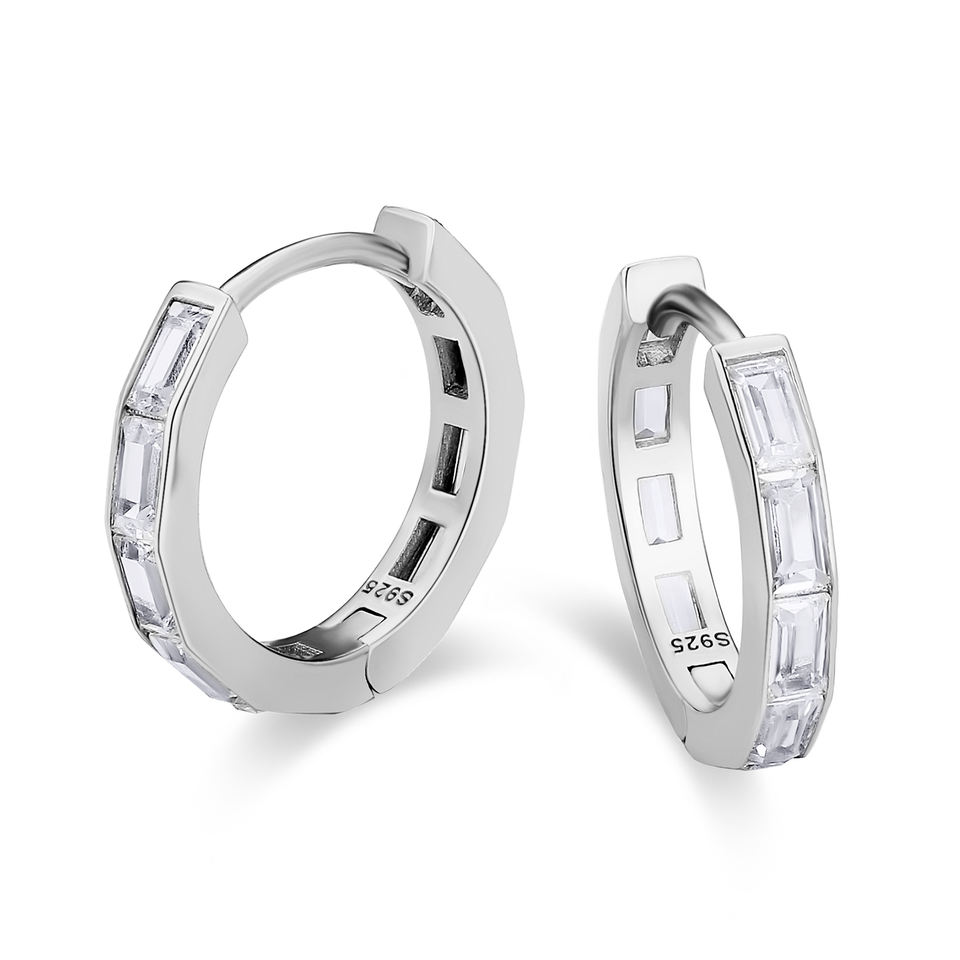 Lab Grown Platinum Channel Set Hoop Diamond Earrings