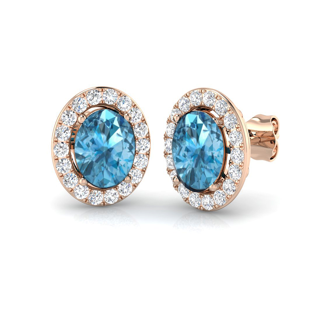 Florya Blue Topaz Rose Gold 4 Prong 