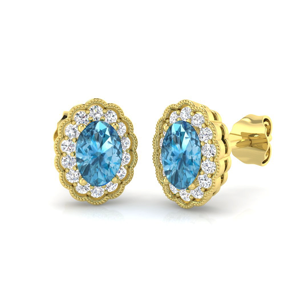 Trazia Blue Topaz Yellow Gold 4 Prong 