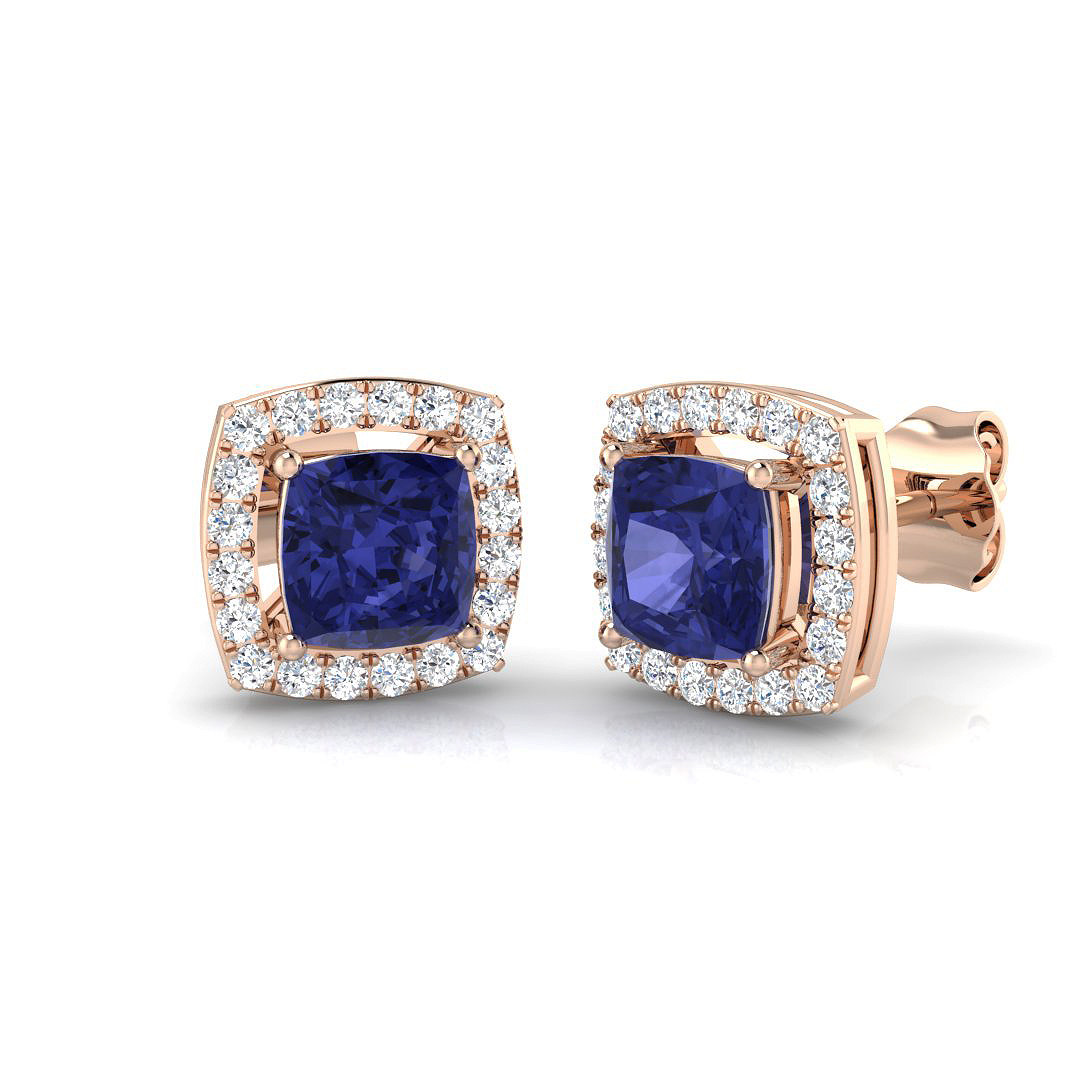 Michelle Tanzanite Prong Set  Diamond Earrings