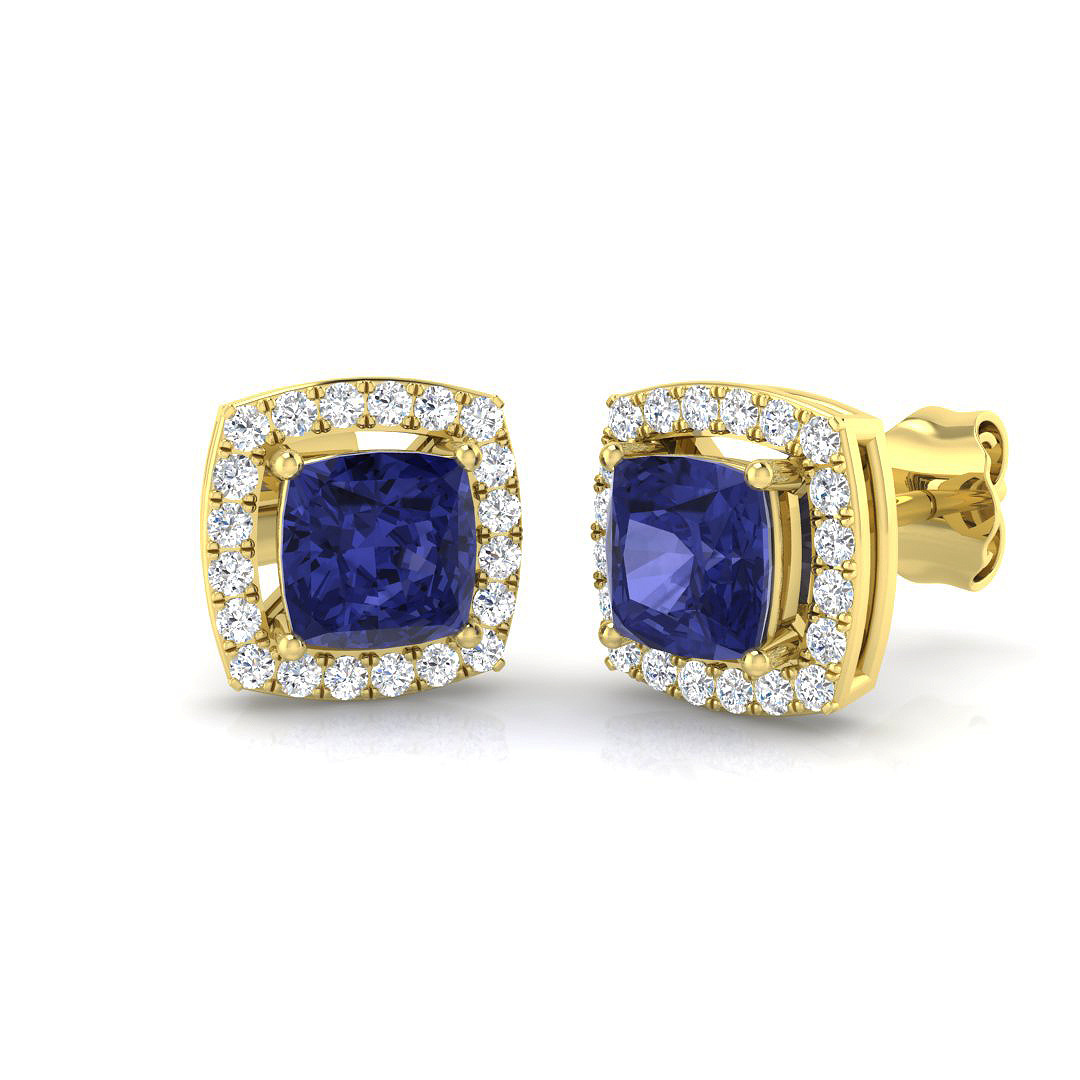 Michelle Tanzanite Prong Set  Diamond Earrings