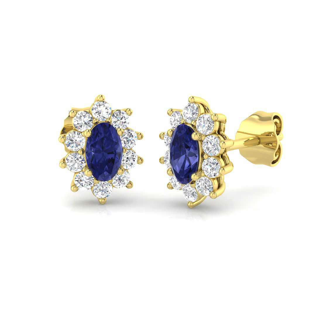Leebanon Tanzanite Prong Set  Diamond Earrings