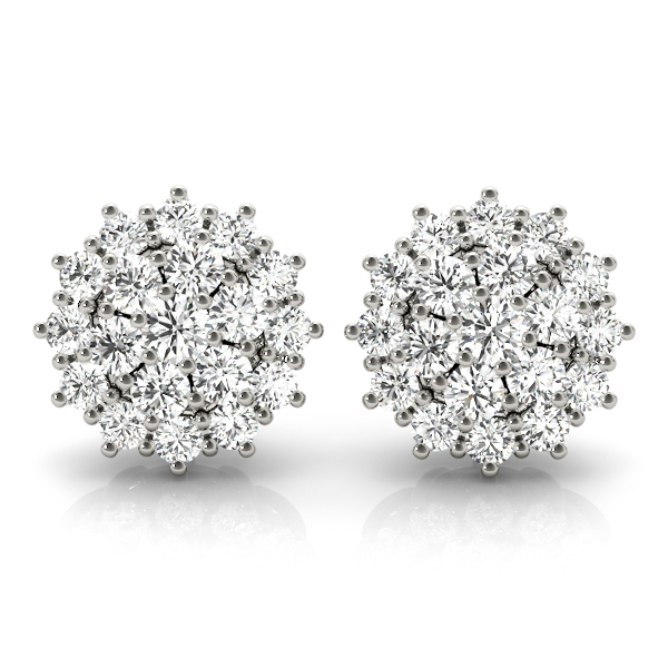 Dorothy Round Diamond Cluster Earrings