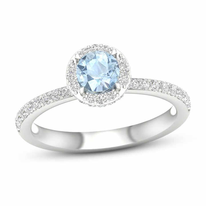 3 Ct Round Cut Bellona  Aquamarine Engagement Rings in Silver 925