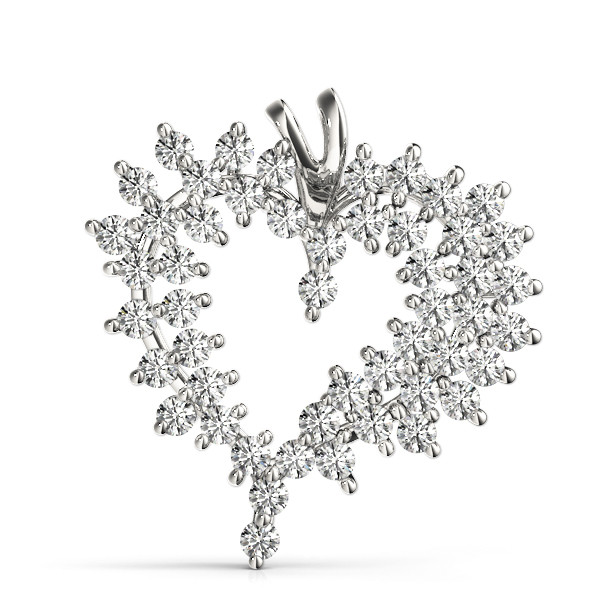 4 Ct Natural Diamond Round Cut Rosalia  Heart Necklaces in 18K White Gold