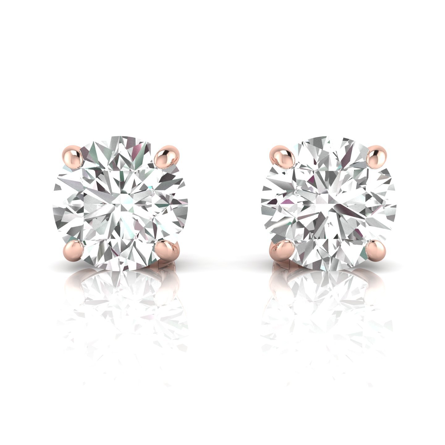 Maria Lab Grown Rose Gold Prong Set Studs Diamond Earrings