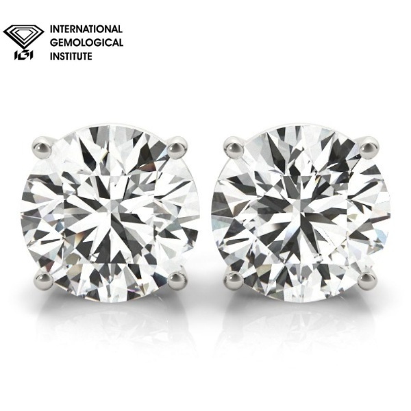 2.1 Ct Lab-Created Round Cut Jayden  Diamond Earrings in Platinum(950)