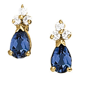 Haylee Blue Sapphire 3 Prong  Diamond Earrings
