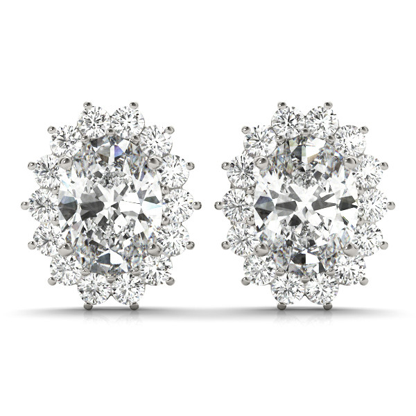 0.2 Ct Lab-Created Oval Cut Jadelyn  Halo Diamond Earrings in Silver 925