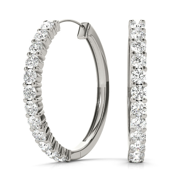 0.24 Ct Lab-Created Round Cut Evelyn  Hoop Diamond Earrings in Silver 925