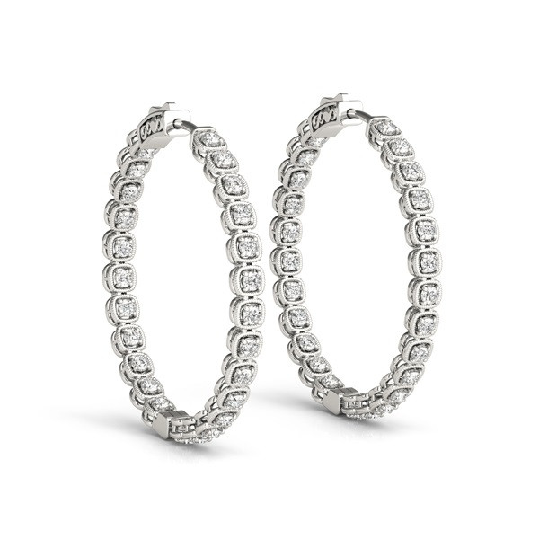 0.42 Ct Lab Grown Round Cut Isabelle  Hoop Diamond Earrings in Silver 925