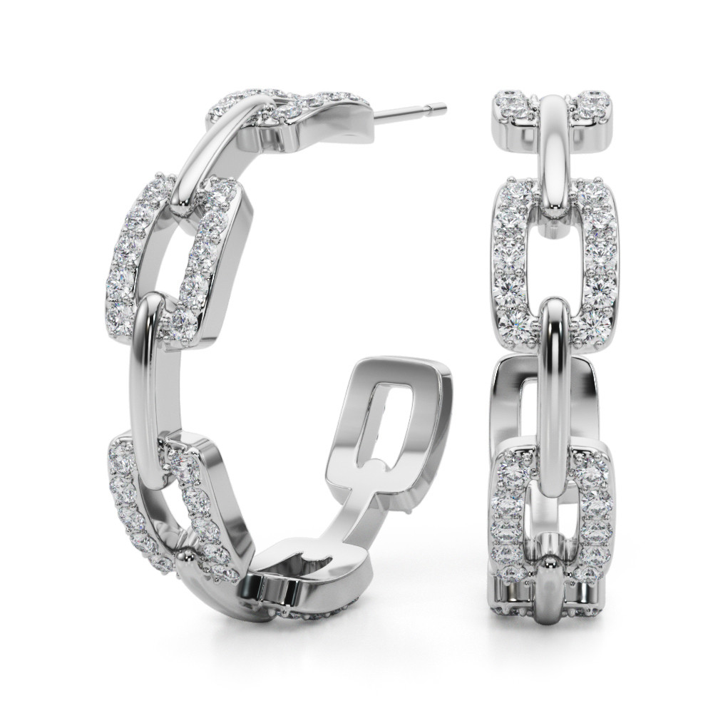 1.04 Ct Lab Grown Round Cut Aisha Hoop Diamond Earrings in Silver 925