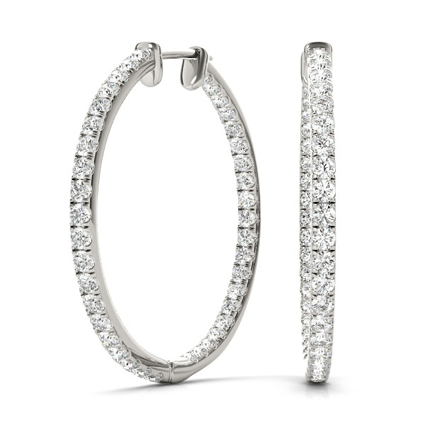 0.41 Ct Lab Grown Round Cut Esme Hoop Diamond Earrings in Silver 925