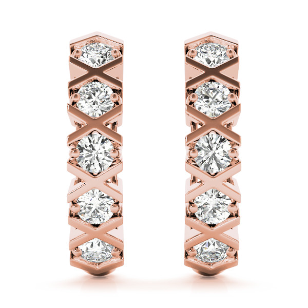 0.5 Ct Lab Grown Round Cut Martha  Hoop Diamond Earrings in Silver 925