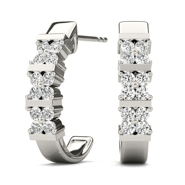 0.24 Ct Lab-Created Round Cut Evelyn Hoop Diamond Earrings in Silver 925