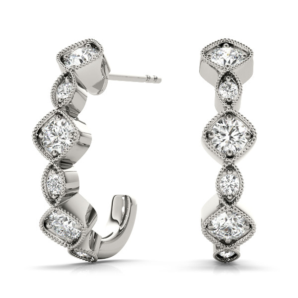 0.42 Ct Lab Grown Round Cut Cora  Hoop Diamond Earrings in Silver 925