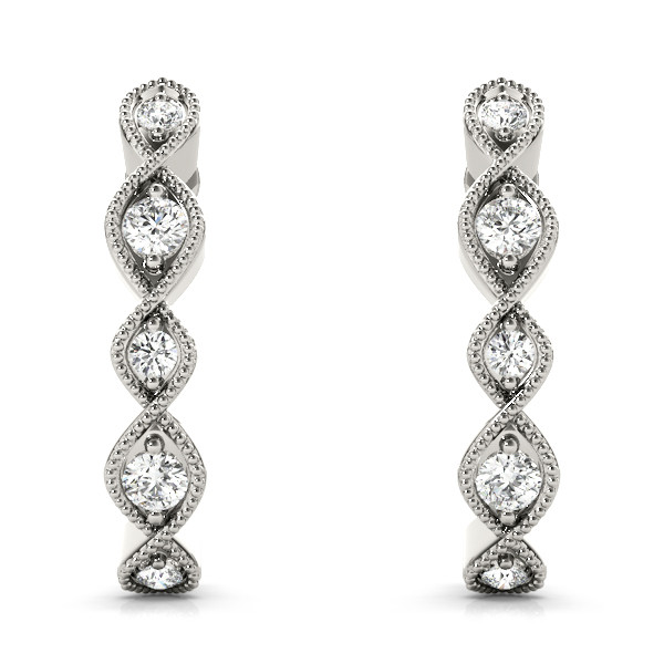 0.23 Ct Lab-Created Round Cut Opal  Hoop Diamond Earrings in Silver 925