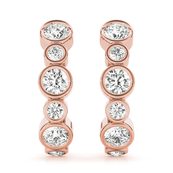 0.58 Ct Lab Grown Round Cut willow  Hoop Diamond Earrings in Silver 925