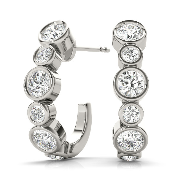 0.58 Ct Lab Grown Round Cut willow  Hoop Diamond Earrings in Silver 925