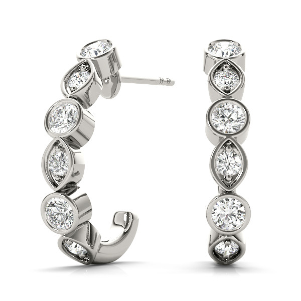 0.57 Ct Lab-Created Round Cut Ralfh Hoop Diamond Earrings in Silver 925