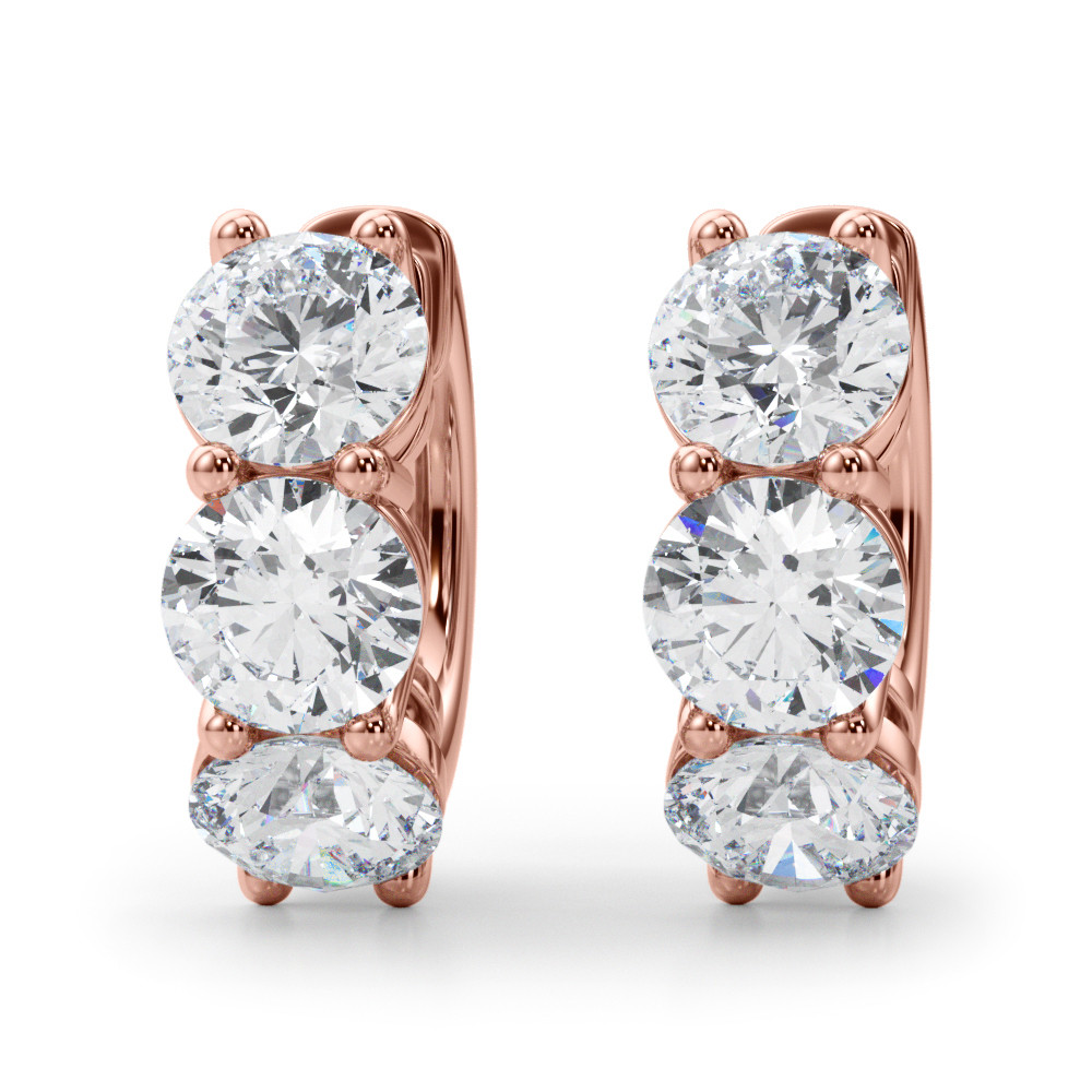 0.96 Ct Lab Grown Round Cut Rory Hoop Diamond Earrings in Silver 925