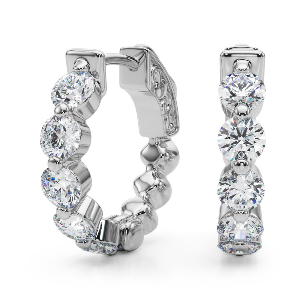 0.84 Ct Lab-Created Round Cut Erin Hoop Diamond Earrings in Silver 925