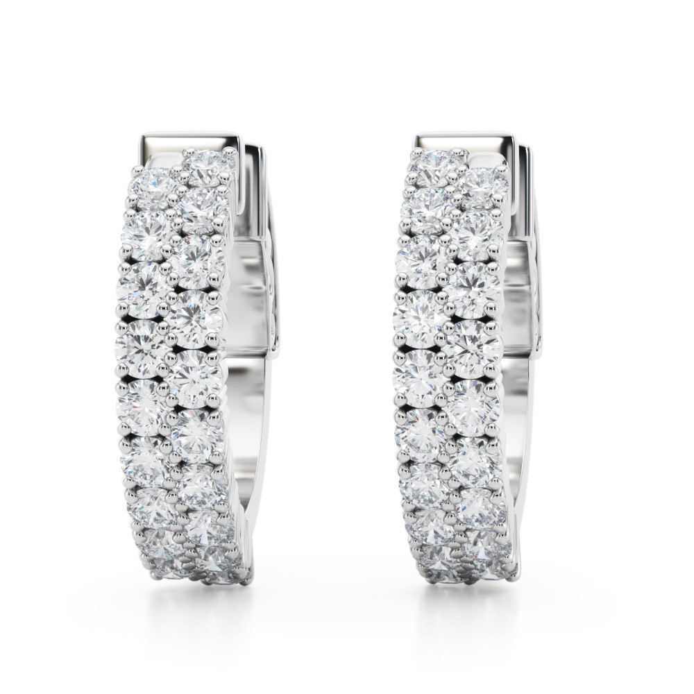 0.84 Ct Lab Grown Round Cut Joshaf  Hoop Diamond Earrings in Silver 925