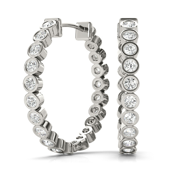 1.05 Ct Lab-Created Round Cut Ronnie  Hoop Diamond Earrings in Silver 925