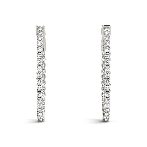 1.2 Ct Lab-Created Round Cut Brooke Hoop Diamond Earrings in Silver 925