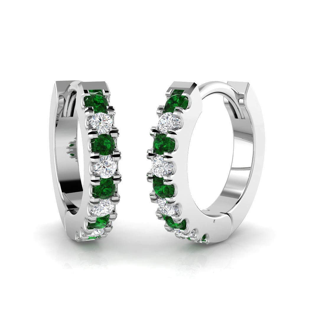 0.12 Ct Emerald Round Cut Eloise  Diamond Earrings in Silver 925