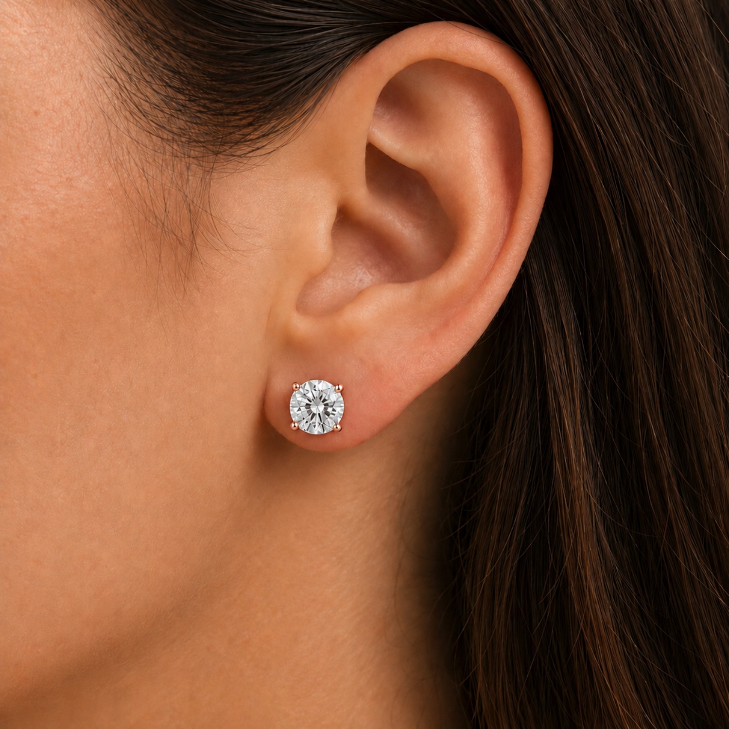 1.0 Carat Round 4 Prong Lab Grown Diamond Stud Earring 9K White Gold | Sunshine Diamonds