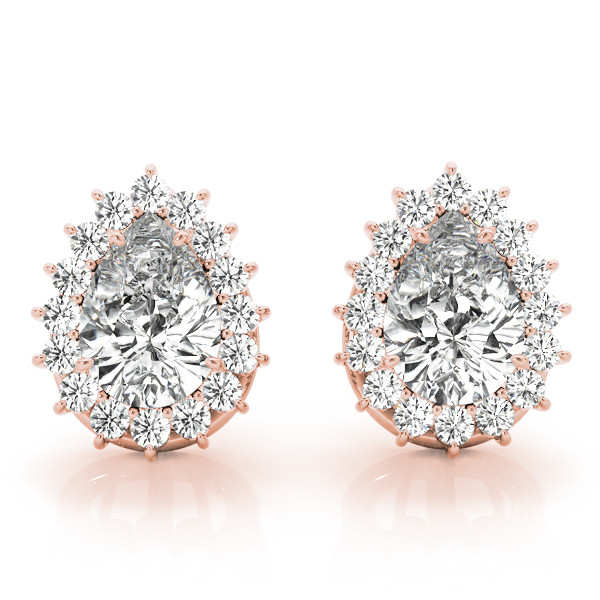 0.25 Ct Lab-Created Pear Cut Elke Halo Diamond Earrings in Silver 925