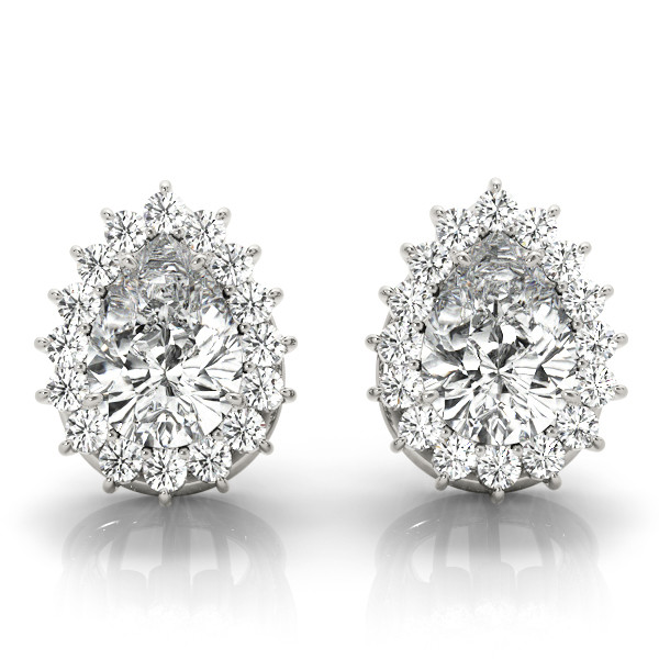 0.25 Ct Lab-Created Pear Cut Elke Halo Diamond Earrings in Silver 925