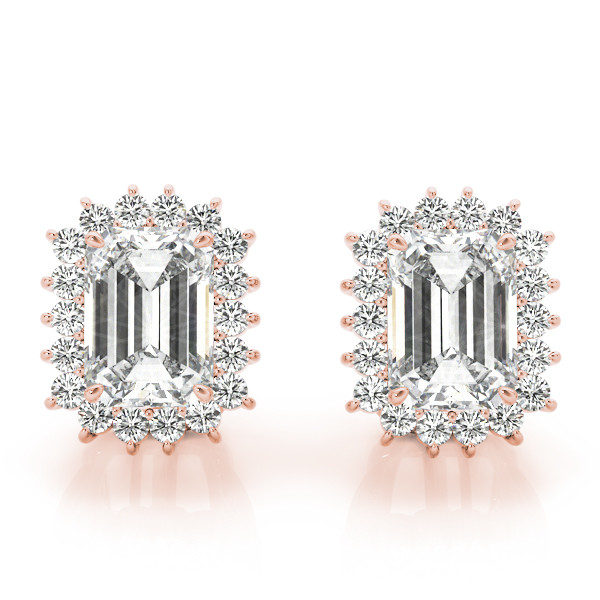 0.25 Ct Lab-Created Emerald Cut Ettie Halo Diamond Earrings in Silver 925