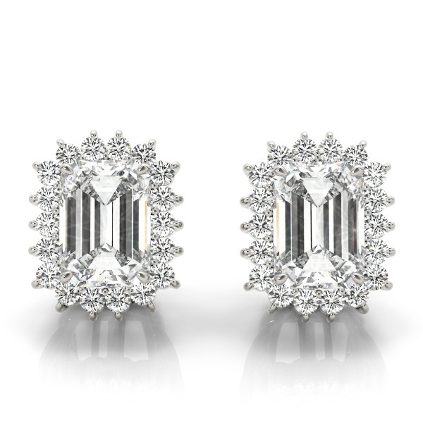 0.25 Ct Lab-Created Emerald Cut Ettie Halo Diamond Earrings in Silver 925