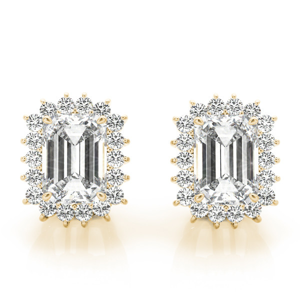 0.25 Ct Lab-Created Emerald Cut Ettie Halo Diamond Earrings in Silver 925