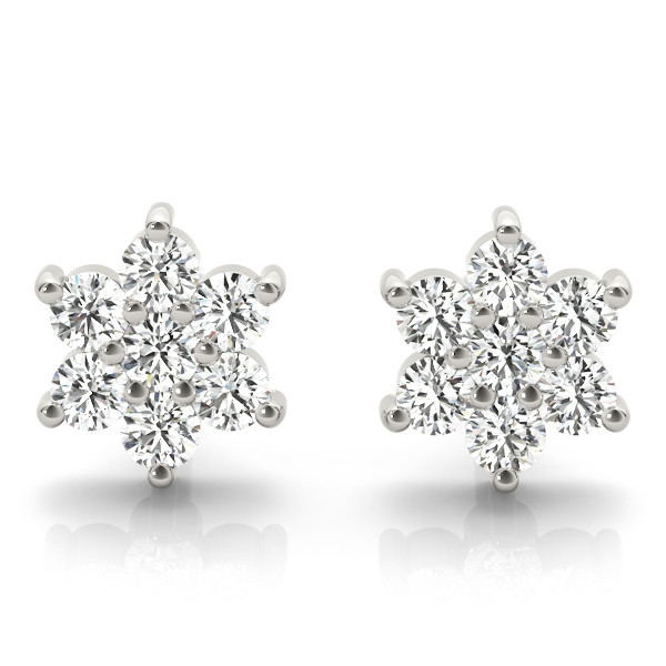 0.21 Ct Lab-Created Round Cut Basbas Diamond Cluster Earrings in Silver 925