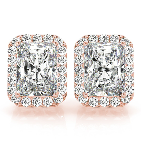 0.25 Ct Lab-Created Emerald Cut Edwena Halo Diamond Earrings in Silver 925