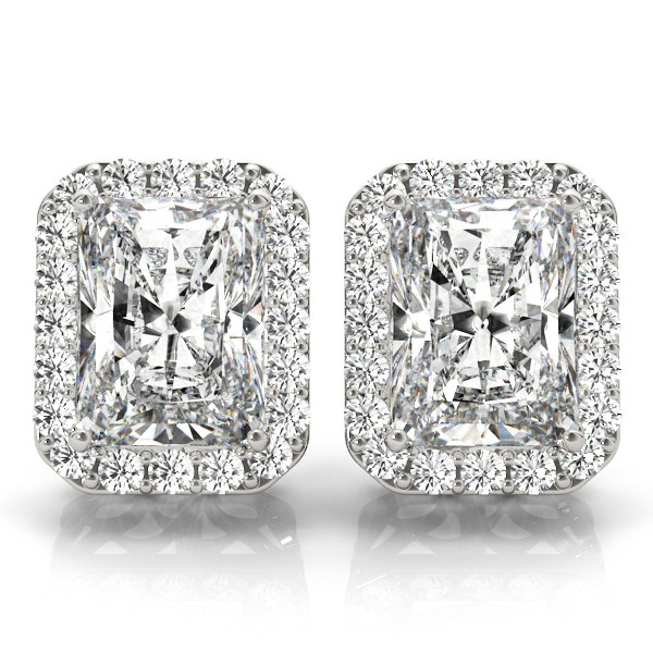 0.25 Ct Lab-Created Emerald Cut Edwena Halo Diamond Earrings in Silver 925