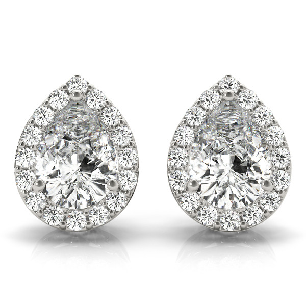 0.2 Ct Lab-Created Pear Cut  Elyna Halo Diamond Earrings in Silver 925